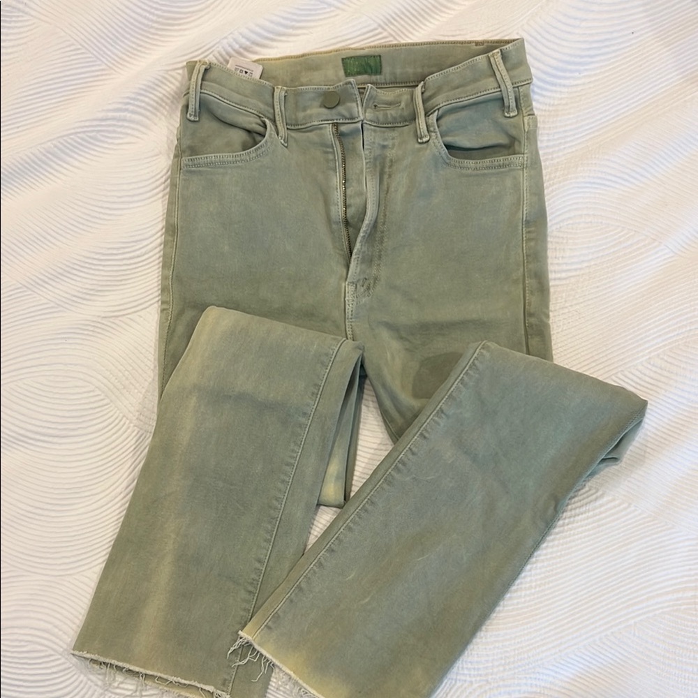 MOTHER Hustler Ankle Fray Women's Straight Leg Jeans in Iceberg Green
